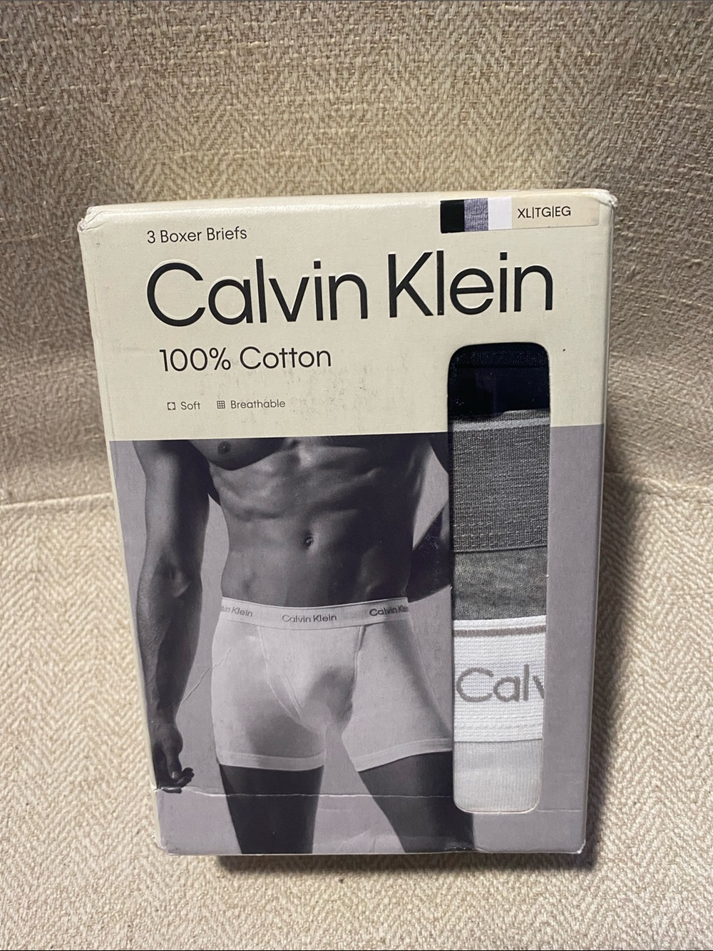Calvin Klein Men’s 3-Pack Cotton Boxer Briefs – White, Gray, black